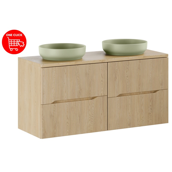 Set mobilier baie 120cm, 2 chiuvete, Nordic Cremona, 120x46cm