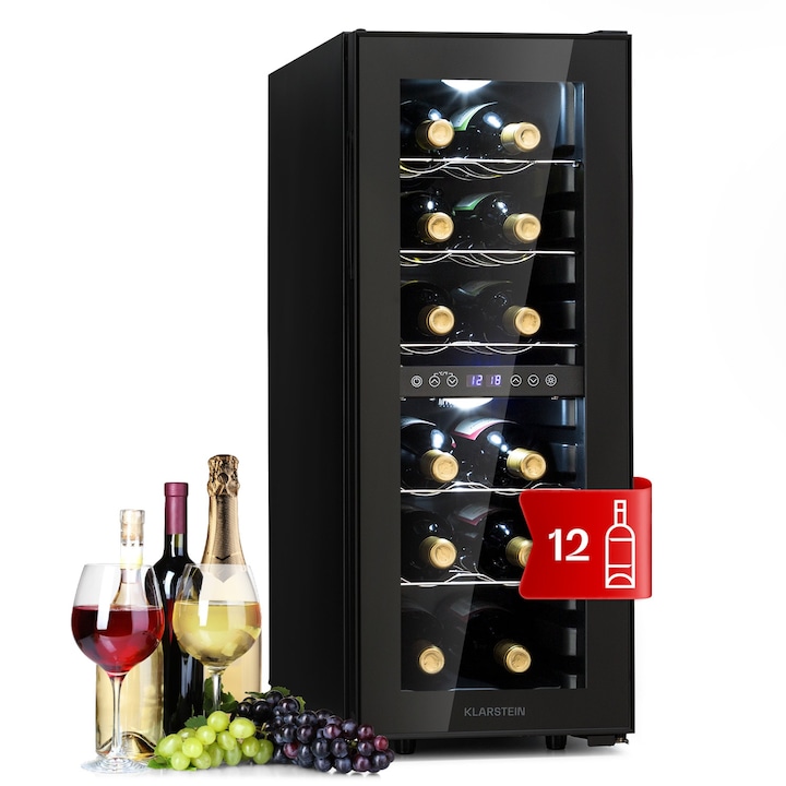 Klarstein, Shiraz 12 Duo Racitor De Vinuri Duo 2 Zone 42L/12 Sticle 5-12 / 12-18 °C Touch