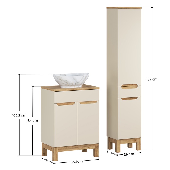 Set mobilier baie Comad, 60x46cm, umywalka nablatowa Pati, in colectia Bali Cashmere