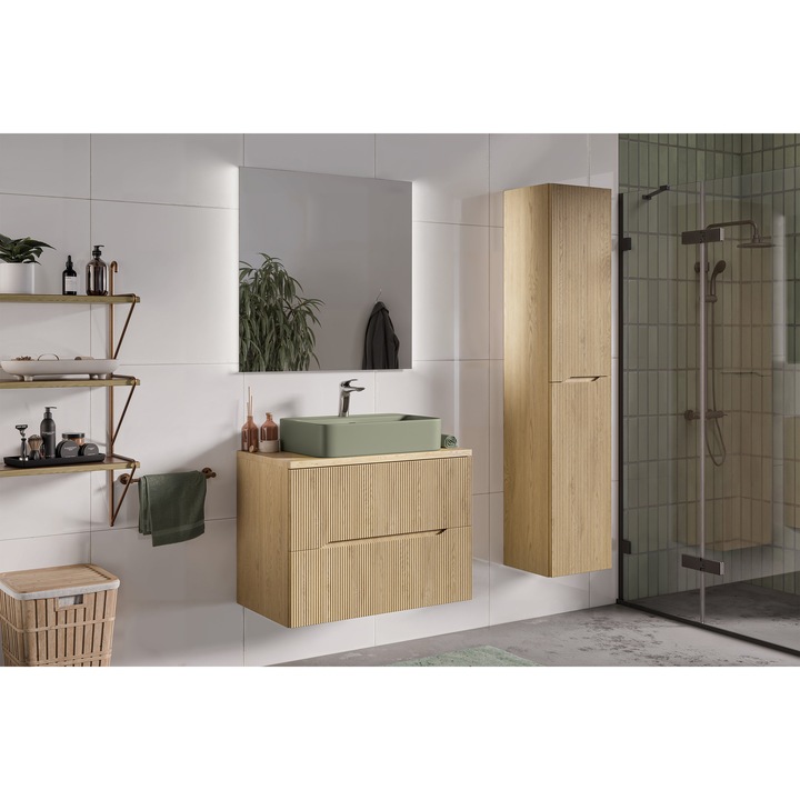 Set mobilier baie Comad Nordic Cremona, 80x46cm, 2 ani garantie