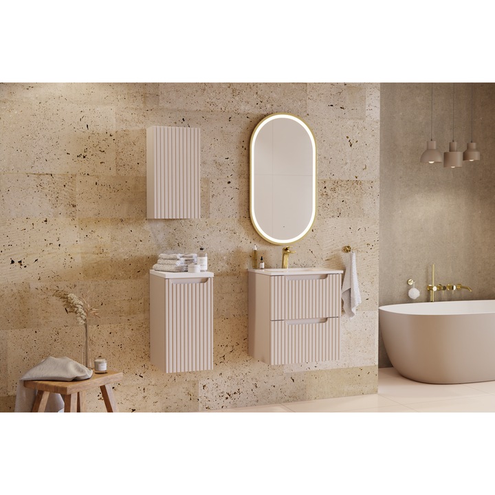 Sifonier baie Nova Cashmere, 50x39x57cm, 2 sertare, mat, color kaszmirowy