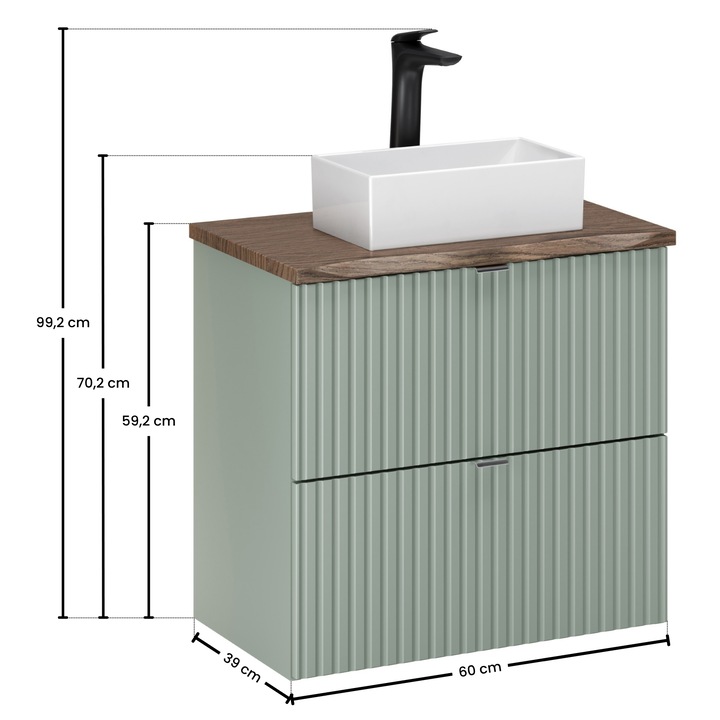 Set mobilier baie, Gaja, 60x40cm, verde