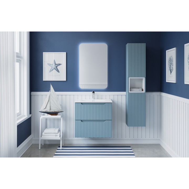 Set mobilier baie 60cm, Nova Denim, cu umywalka, 60x40cm