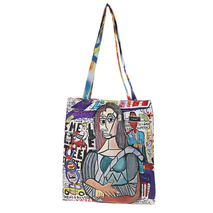 Пазарска чанта, Carmani, с принт графити, платно