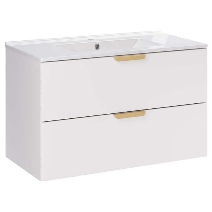 Dulap baie Aster White, 80x46cm, cu chiuveta