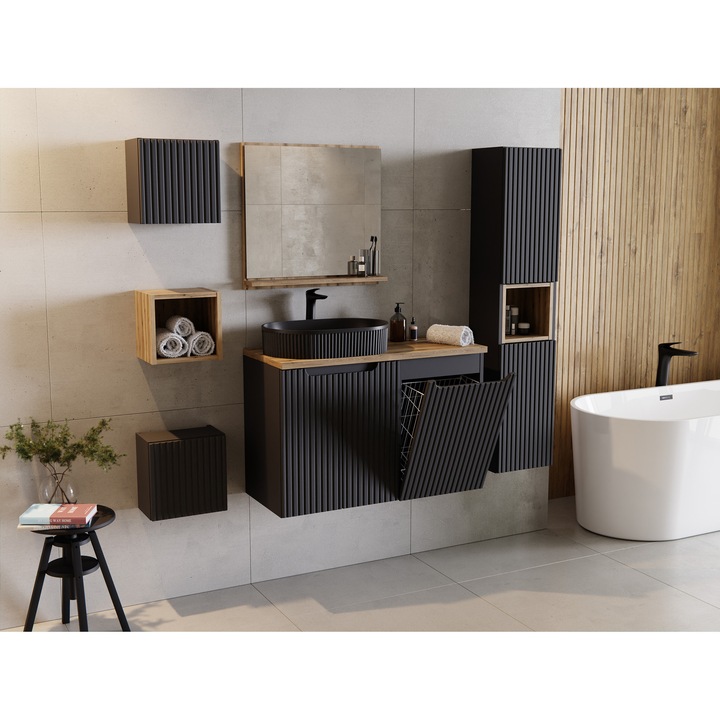 Dulap inalt 2 usi, Comad Nova Black, 30x25x140cm, negru