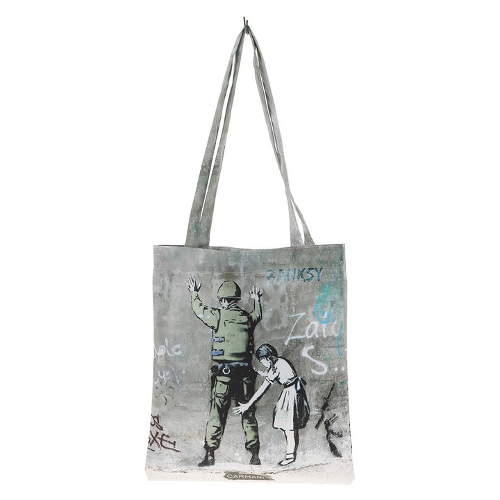 Чанта за рамо, Carmani, платно, с графити, многоцветна
