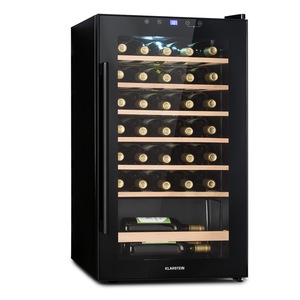 Frigider pentru vin Klarstein Barossa 32 Uno, 36 sticle, 95 litri, compresor, ușă din sticlă anti-UV, iluminare LED, încuietoare, clasa energetică G, Negru, 48 cm