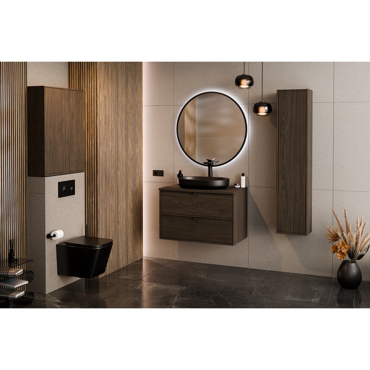 Sifonier baie 80cm, Terra Villa, 2 suflade, Orzech Villa, 80x46x50cm