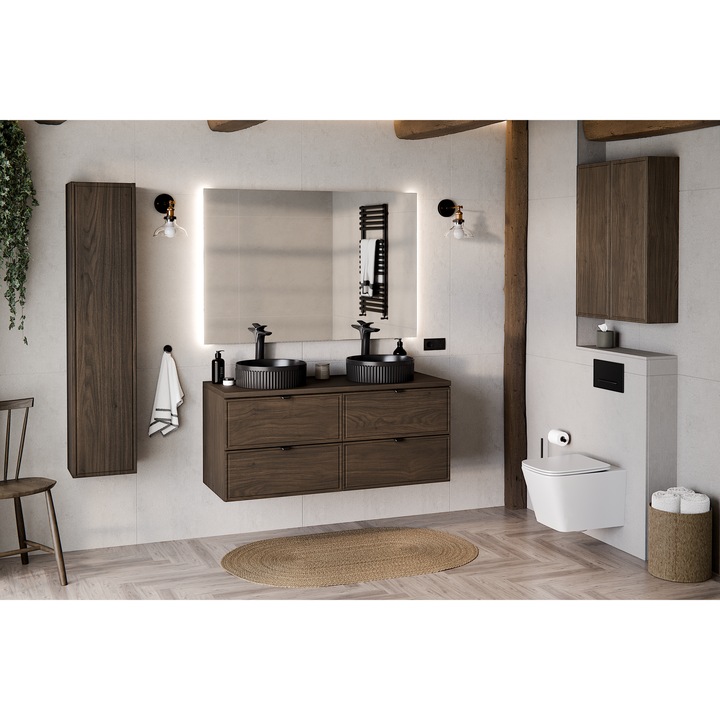 Sifonier baie 60cm, Terra Villa, 2 suflade, Orzech Villa, 60x46x50cm