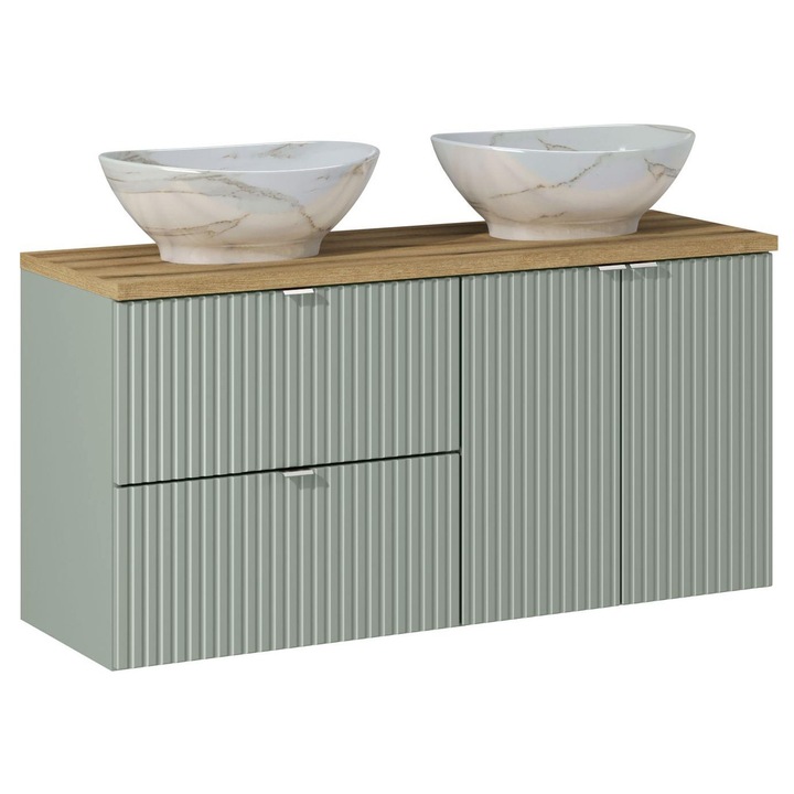 Mobilier de baie, Comad 120x40cm, 2 chiuvete, verde