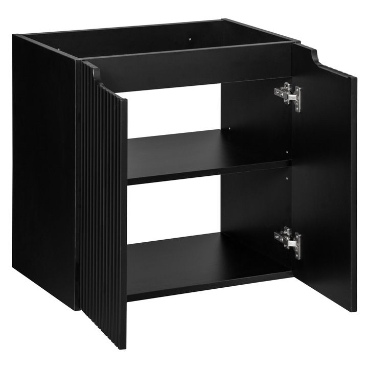 Dulap baie, Comand, sub chiuveta 60cm, Nova Black, 2 usi, negru mat, 60x39x57cm