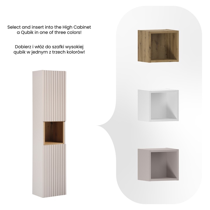 Sifonier înalt 2 uși, Comad Nova Cashmere, culoare Casmir Mat, 30x25x140cm