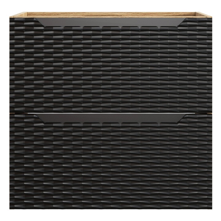 Mobilier de baie, Comad, Ocean Black, 2 sertare, Negru Mat, 60cm