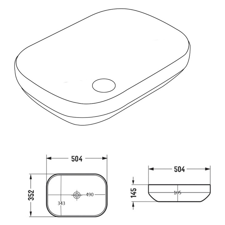 Lavoar nablat, Comad, granat mat, 50,4x35,2x14,5cm, 2 ani garantie