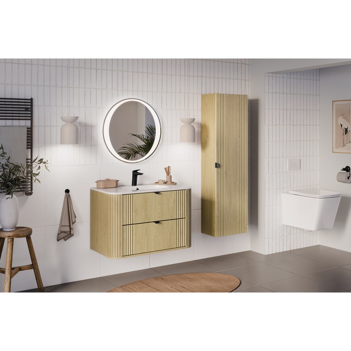 Set mobilier baie Ovalia Cremona, 80x46cm, cu umywalka meblowa