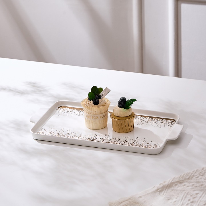 Platou de servire din portelan, 35 cm - Snowing Collection