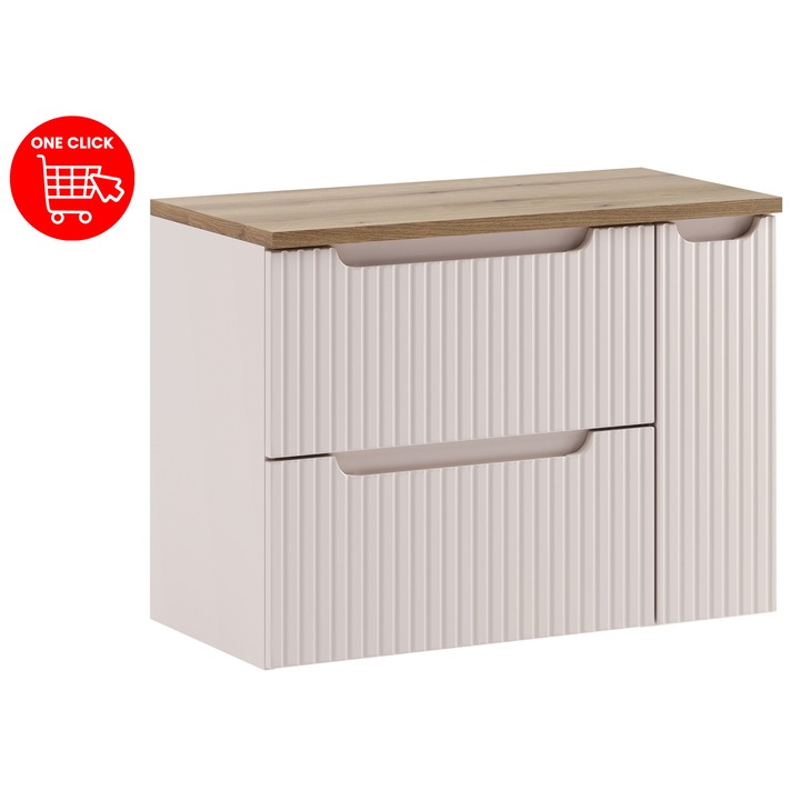 Set mobilier baie Nova Cashmere, 80x40cm, cu blat si sifonier