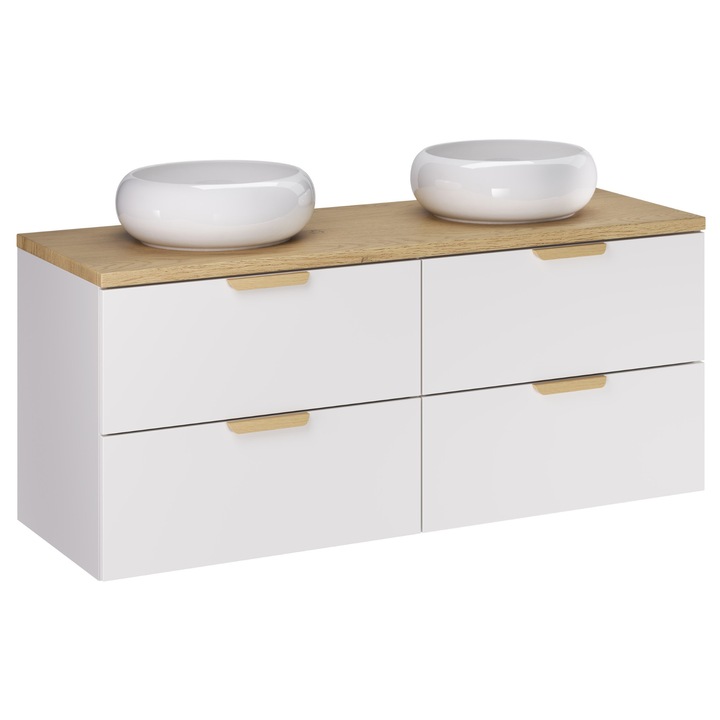 Mobilier baie Comad Aster White, 120x46cm, 2 chiuvete