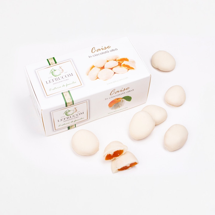 Caise uscate in ciocolata alba 100g