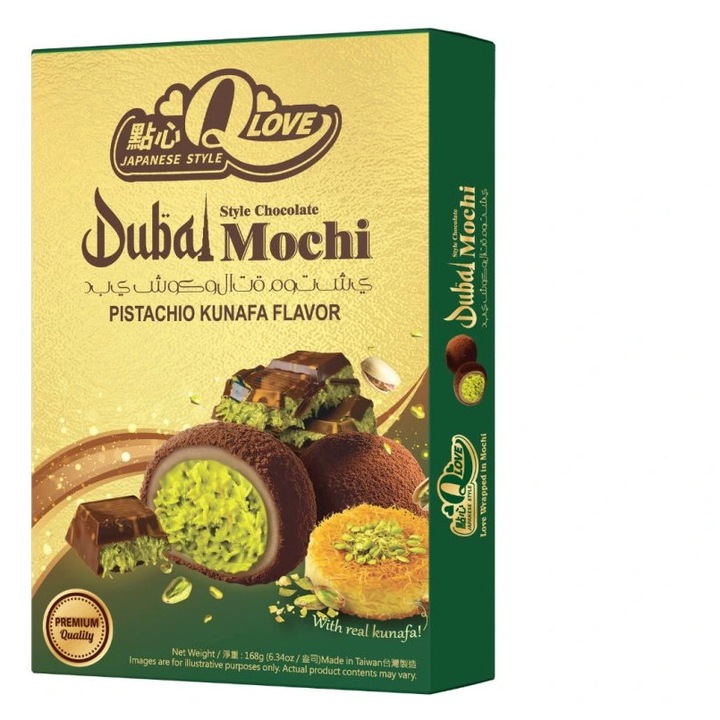 QLove Dubai Chocolate & Pistachio Kunafa Deluxe Mochi 168g TWN