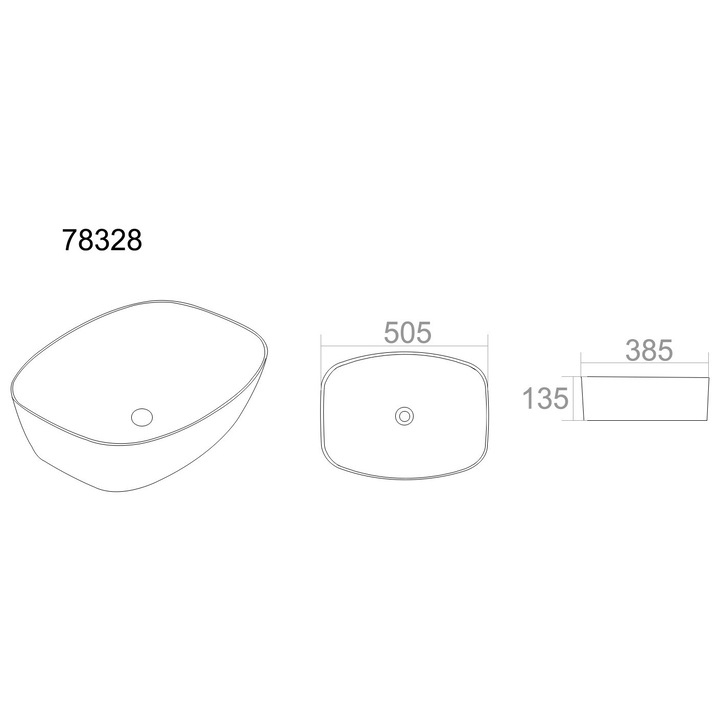 Lavoar nablat, Comad, 50,5x39,5x13,5cm, ceramica, suprafata mata