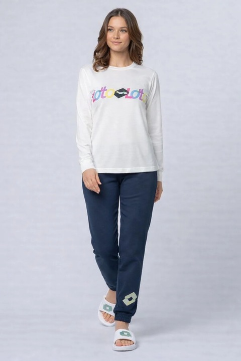 Pijama dama Lotto, LP5239, set 2 piese din bumbac, Alb