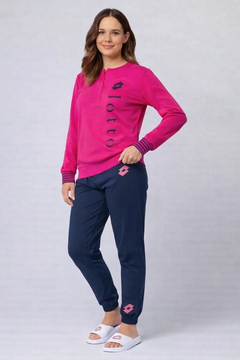 Pijama dama, Lotto LP5234, set 2 piese din bumbac, Fucsia