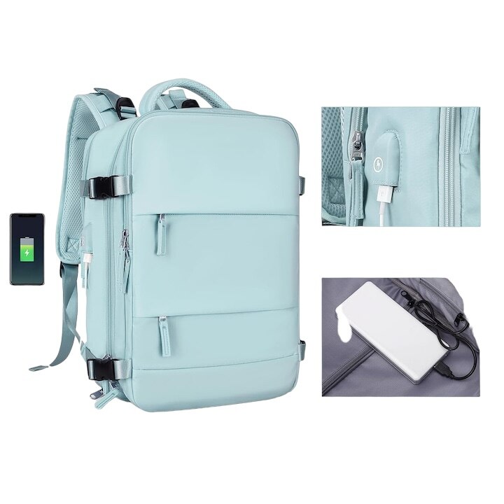 Rucsac multifunctional Cracos® 45x35x20 cm albastru deschis, compartiment captusit laptop - impermeabil