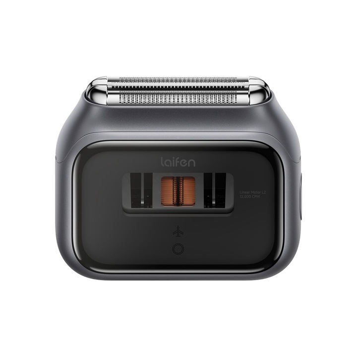Aparat de ras electric Laifen P3 Pro, 3 lame, motor liniar dual 24.000 CPM, folie ultra-subtire 0.055 mm, IPX7, autonomie 100 min, incarcare rapida USB-C, carcasa aluminiu CNC, Gri inchis cosmic