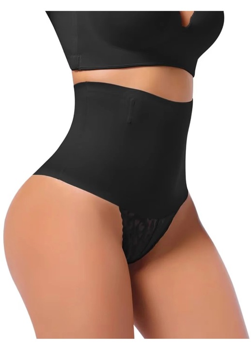 Chilot Modelator Tanga Seamless cu Control Abdominal – Annsuki, Talie Medie, Material Elastic Premium, Negru