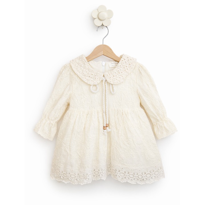 Rochita Eleganta cu Guler Brodat - Ivory, Ivoire