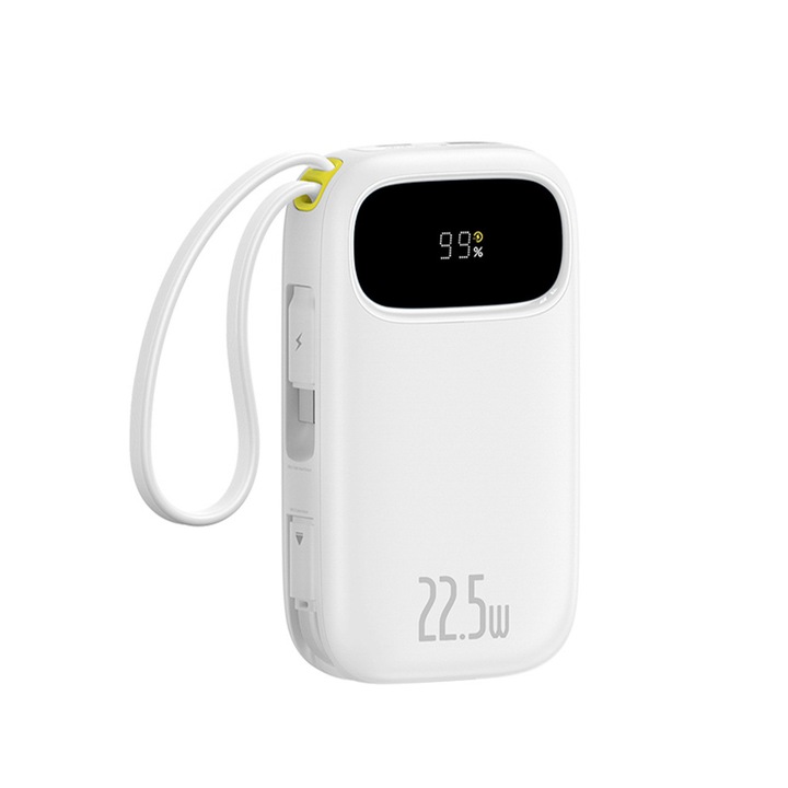 Външна батерия Baseus EnerFill FC31 10000mAh, 22.5W, с вградени кабели, бяла