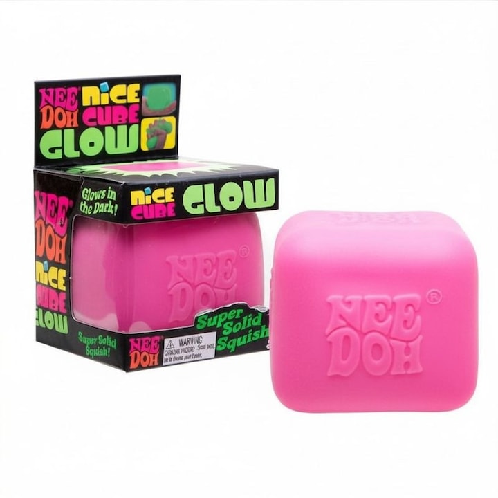 Jucarie antistres Nice Cube Gllow NeeDoh, ROZ, 5, 7 cm