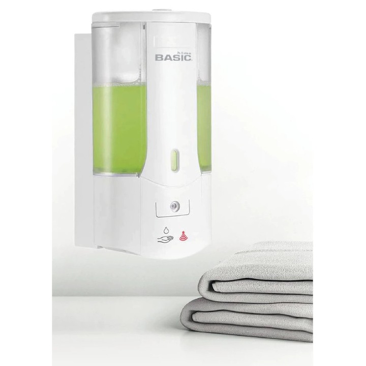 Falra szerelhető elektromos szappanadagoló, ABS anyag, Basic Home márka, Automatikus érzékelő, Modern design, Higiénikus, Könnyen telepíthető, Alkalmas fürdőszobába vagy konyhába