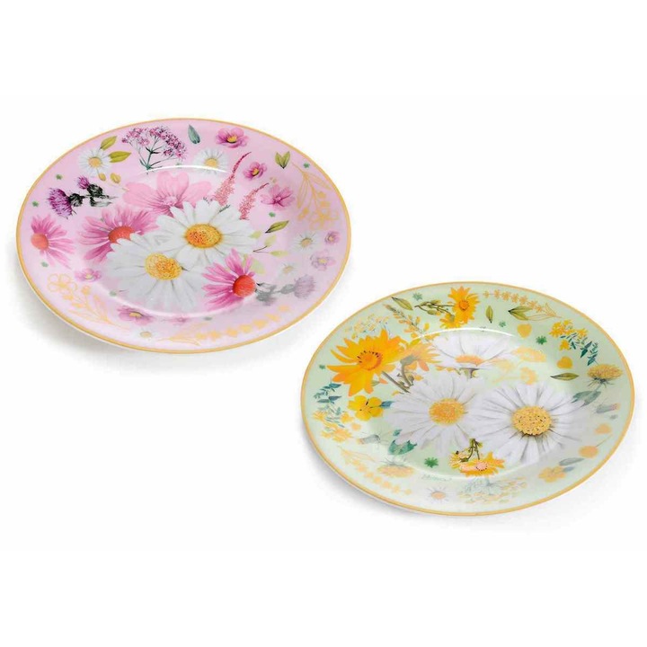 Set 2 farfurii portelan multicolor 19 cm