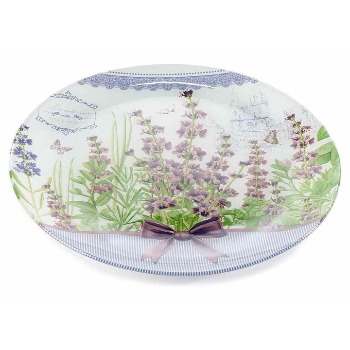 Farfurie sticla multicolora Lavanda 25 cm