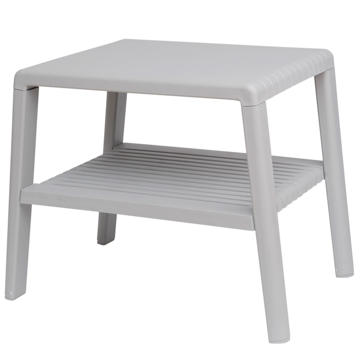 Masa gradina, GSG24, masa de cafea pentru piscina, cu raft, gri, 56x40cm