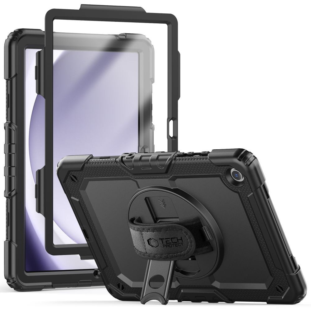 Husa tableta Tech-Protect Solid360, neagra, cu suport si curea, pentru GALAXY TAB A9 8.7 X110/X115