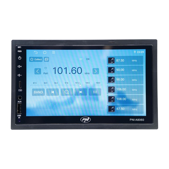 Multimédia lejátszó autóba PNI A8060 Android 13-mal, 4GB DDR3/ROM 64GB, 7 hüvelykes kijelző, CarPlay, Android Auto, Bluetooth, Wi-Fi, FM rádió