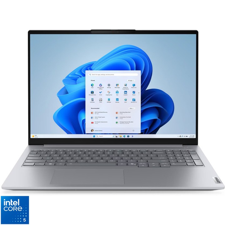 Laptop Lenovo 16'' ThinkBook 16 G9 IRL, WUXGA IPS, Procesor Intel® Core™ 5 210H (12M Cache, up to 4.80 GHz), 32GB DDR5, 1TB SSD, Intel Graphics, Win 11 Pro, Arctic Grey