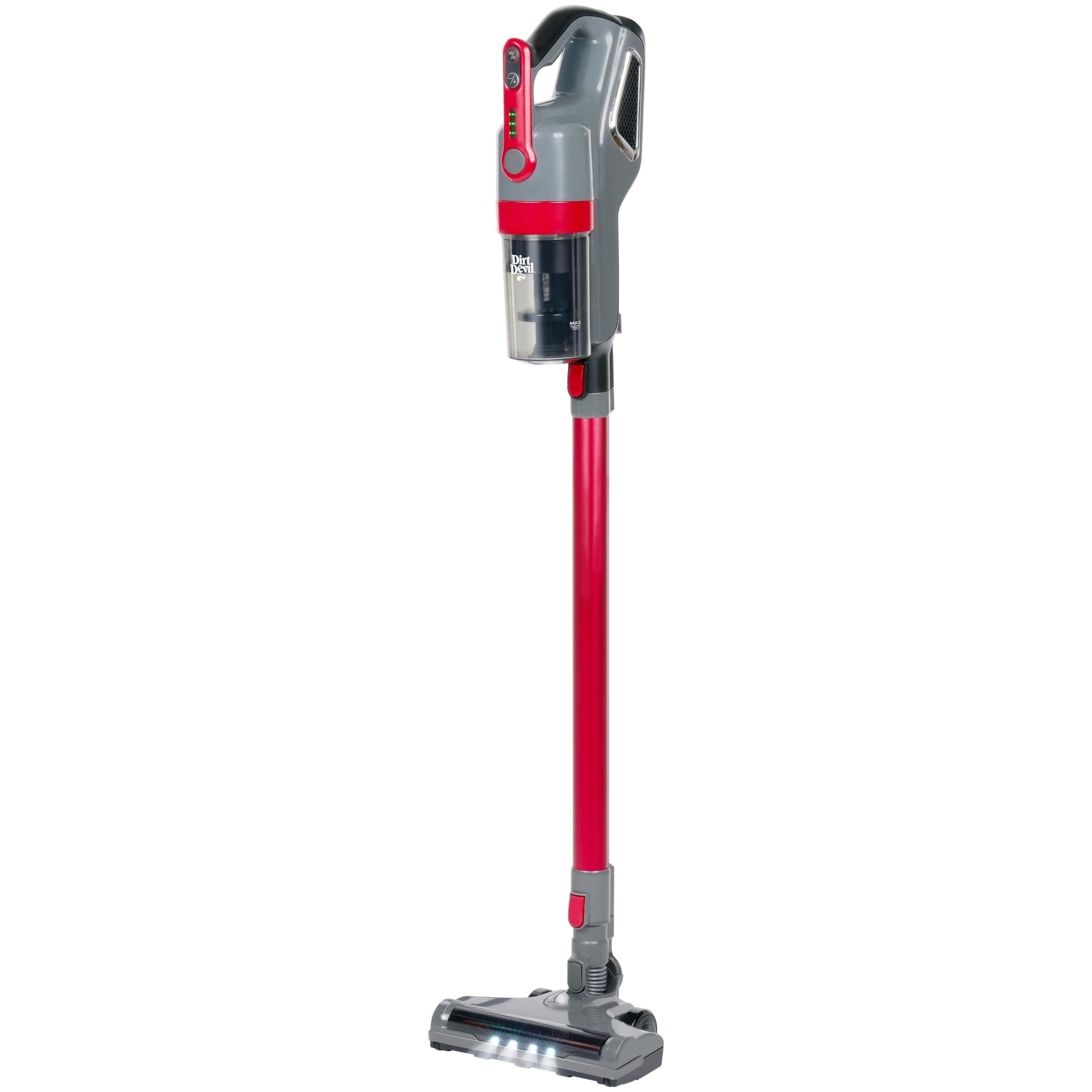 Aspirator vertical 2in1 Dirt Devil DD9008, 2 viteze, Alimentare pe baterii, Recipient 400ml, 130 W, Rosu/Gri