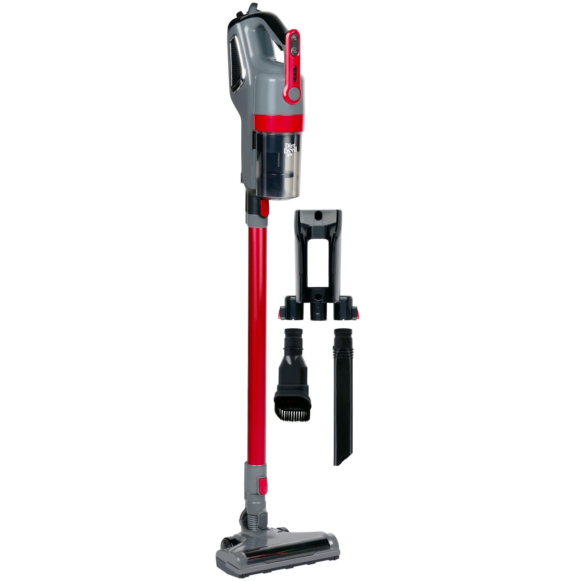 Aspirator vertical 2in1 Dirt Devil DD9008, 2 viteze, Alimentare pe baterii, Recipient 400ml, 130 W, Rosu/Gri