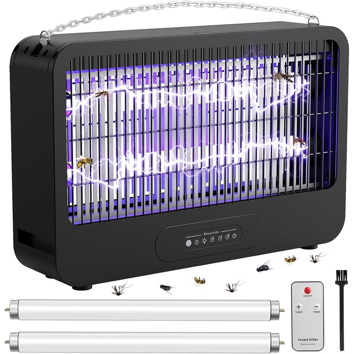 Lampa insecticid electrica, 4000V, 20W, 2 lampi violet 365 nm, acoperire 100m, cu telecomanda