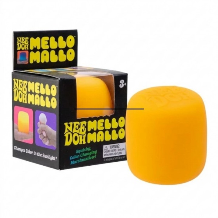 Jucarie antistres NeeDoh Marshmallow Color Change, jucarie senzoriala squishy pentru copii si adulti, GALBEN, 5.7 cm