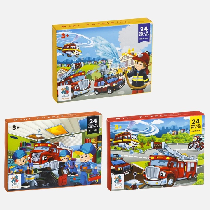 Mini Puzzle Tűzoltók 3 Modell (24 Darab) 25x17,5cm