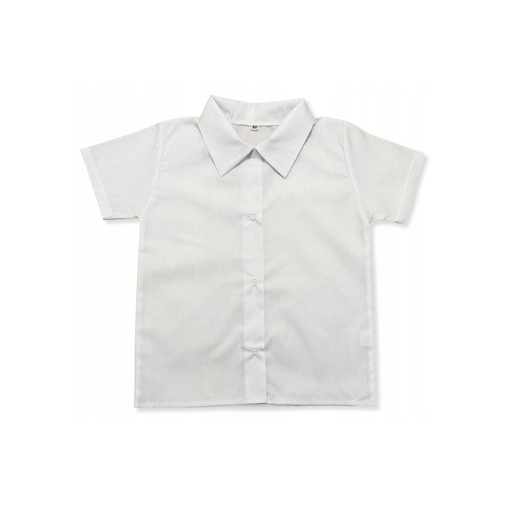 Camasa baieti Dartomik, eleganta, maneca scurta, alba, bumbac 80%, 98 CM