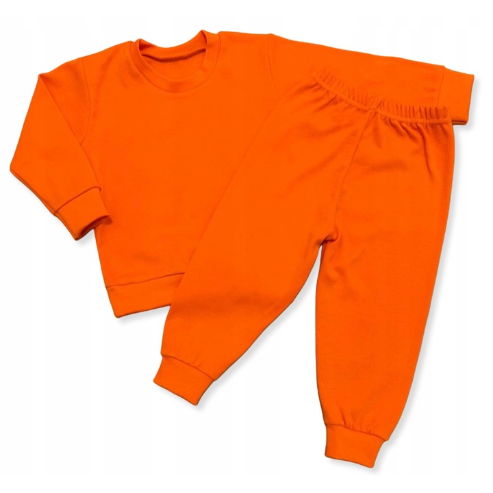Pijama copii Dartomik, 2 piese, bumbac 100%, portocaliu