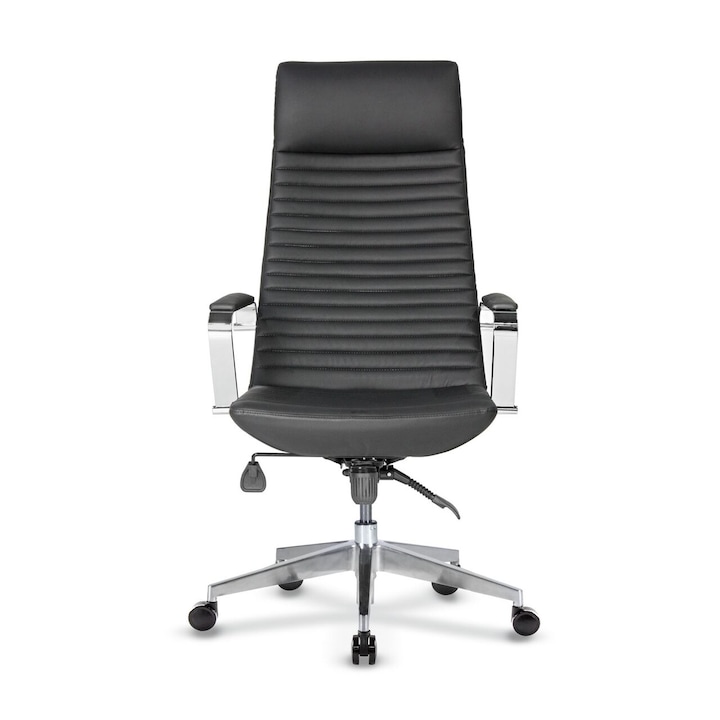 Scaun ergonomic Kronsit ZETA, piele ecologică, spătar tapitat, negru