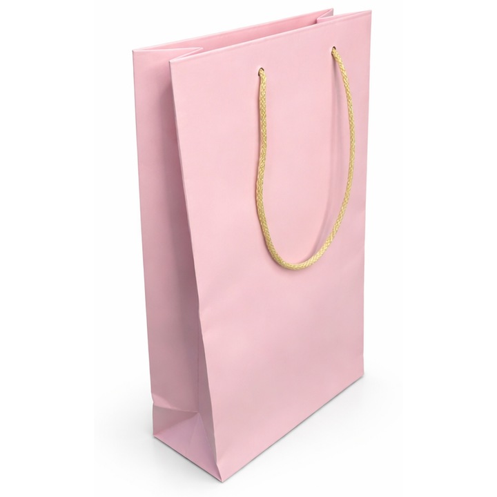 Set 10 buc - Punga pentru cadou - Nicas - roz - 14x25x6 cm - Tip M